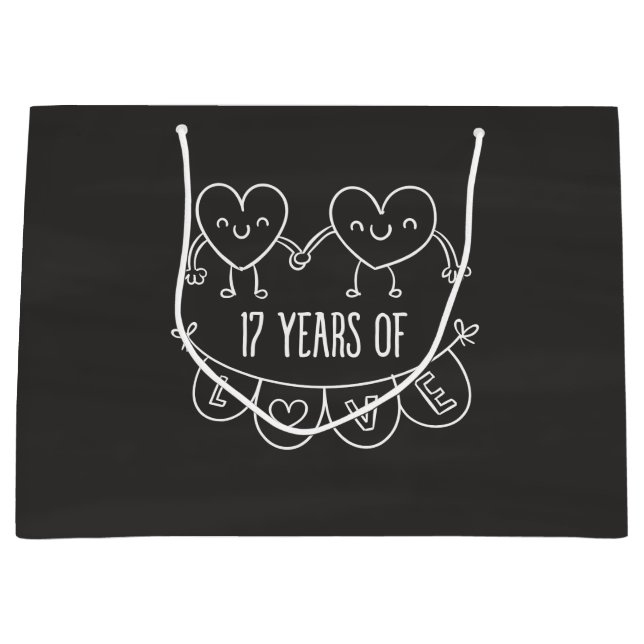 17. Jubiläum Geschenk Chalk Herzen Große Geschenktüte (Vorderseite)