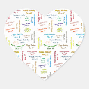 17. November Herz-Aufkleber