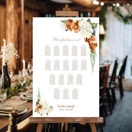 17 Tabelle Burnt Orange White Floral Seating Chart Poster