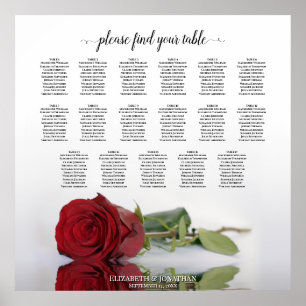 17 Tabelle Elegante Rote Rose Hochzeitskarte Poster