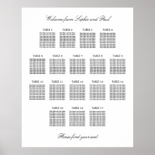 17 Tabelle Elegantes Minimalistisches Sitzdiagramm Poster