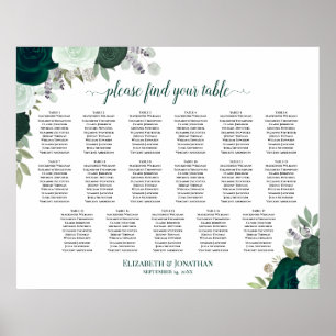 17 Tabelle Emerald Boho Blues Hochzeitstabelle Poster