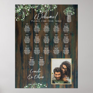 17 Tabelle Rustikales Holz Gypsophila FOTO SITZUNG Poster