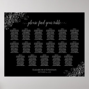 17 Tabelle Silver Frills Black Wedding Seating Cha Poster