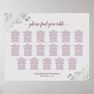 17 TabellenCassis on Gray Wedding Seating Chart Poster