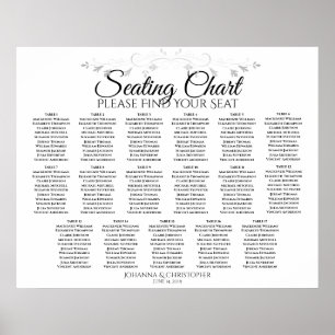 17 Table Simple Lacy Border Wedding Seating Chart Poster