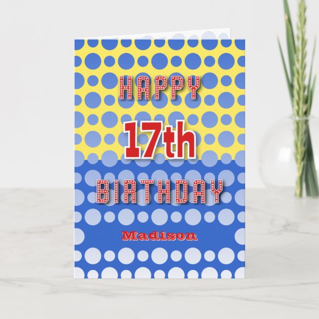 17 th Birthday add name circles pattern Karte (Vorderseite)