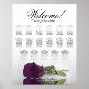 17 Tisch Elegante Pflaume Lila Rosen Sitzordnung Poster
