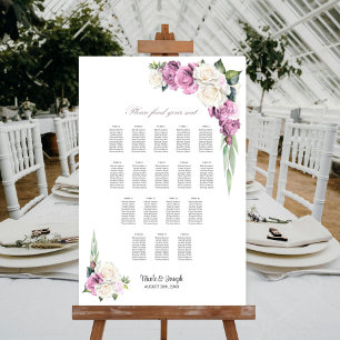 17 Tisch Rosa Weiße Rose Floral Sitzordnung Poster