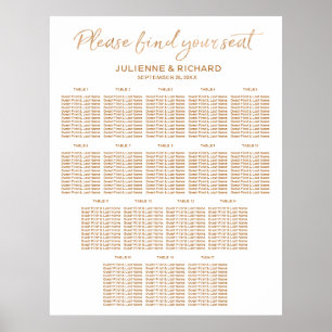 17 Tische Hochzeitsstühle Rose Gold Zeichen Poster