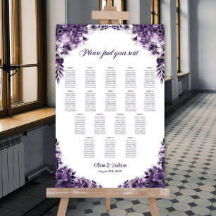 17 Tische Lila Blumen Hochzeit Sitzplan Poster