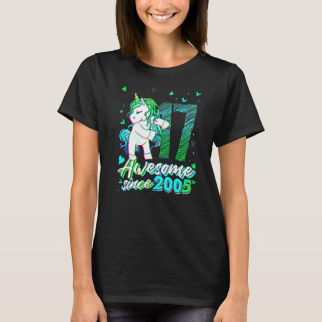 17 Years Old Unicorn Flossing 17th Birthday Unicor T-Shirt (Vorderseite)