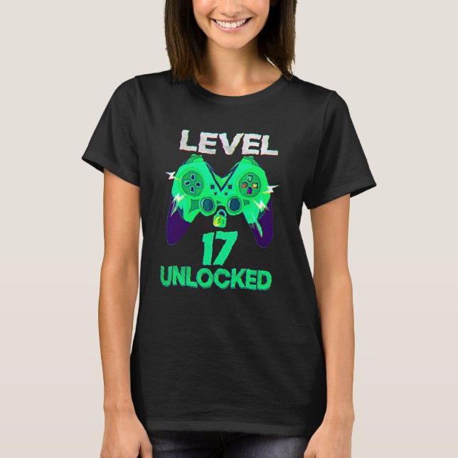 17 Yrs Old Boy Level 17 Unlocked Awesome 2005 Birt T-Shirt (Vorderseite)