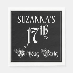 17th Birthday Party — Fancy Script + Custom Name Serviette