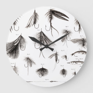 1800s Angling Fly Fishing Lure Lure Große Wanduhr