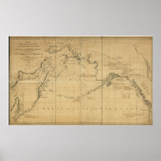 1802 Karte von Ost-Russland, Alaska und Bering Str Poster
