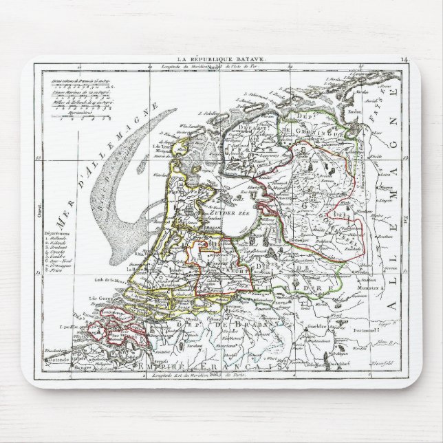 1806 Karte - La Republique Batave Mousepad (Vorne)