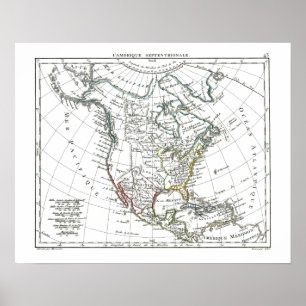 1806 Karte - L'Amérique Septentrionale Poster