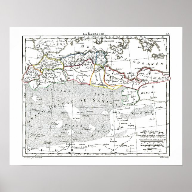 1806 Karte - L'Barbarie Poster (Vorne)