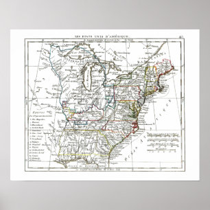 1806 Karte - Les Etats Unis d'Amrique Poster