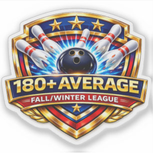 180+ Bowling-Durchschnitt   Herbst- / Winterliga Aufkleber