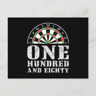 180 Darts Dart Dartboard Bullseye Arrow Funny Gift Postkarte