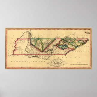 1810er Karte von Tennessee Poster