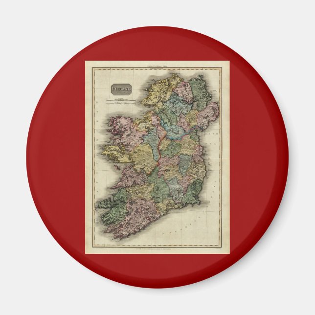 1813 Ireland Map von John Pinkerton Magnet (Vorne)