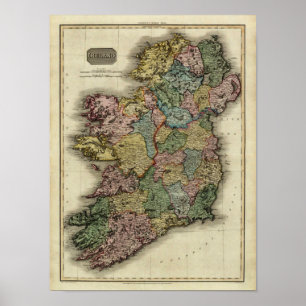 1813 Ireland Map von John Pinkerton Poster
