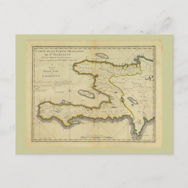 1814 Haiti Map von Mathew Carey Postkarte (Vorderseite)