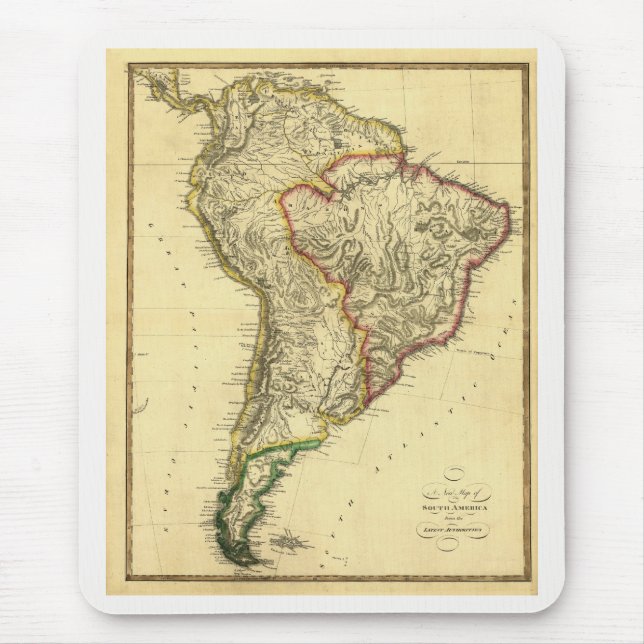 1817 Alte Karte Südamerikas Mousepad (Vorne)