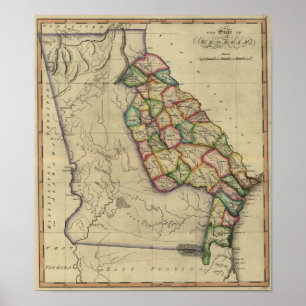 1817 der Staat von Georgia von Atlas Samuel Lewis Poster