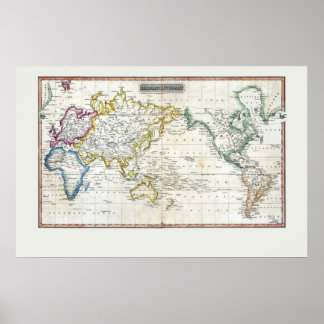 1817 Karte der Welt Poster