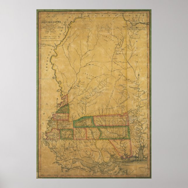 1820 Karte von Mississippi Poster (Vorne)