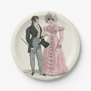 1823 Antike Hochzeit Mann Frau Mode Pappteller