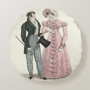 1823 Antike Hochzeitsmode Mann Frau Rundes Kissen