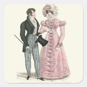 1823 Die antike Hochzeitsmännin-Mode Quadratischer Aufkleber