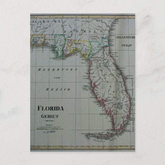 1823 Florida Karte Postkarte (Vorderseite)
