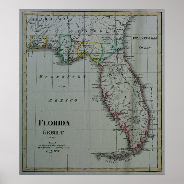 1823 Florida Map Poster (Vorne)