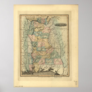1826 Karte von Alabama Poster