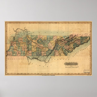 1826 Karte von Tennessee Poster
