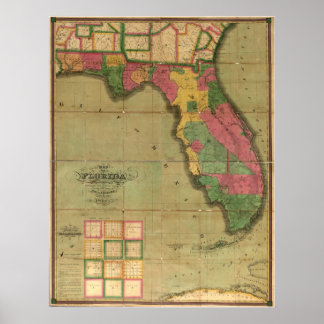 1829 Karte von Florida Poster