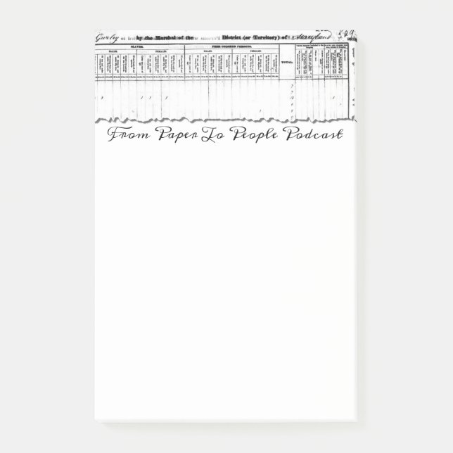 1830 Volkszählung FPPP nach ihrer Gründung Post-it Klebezettel (Vorderseite)