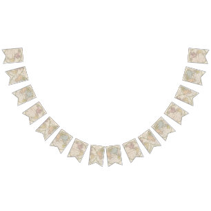 1831 Antike Weltkarte Reisethema Wimpelkette