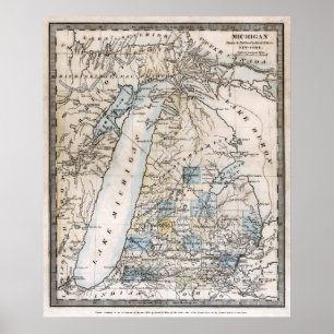 1831 MICHIGAN TERRITORISCHE KARTE POSTER