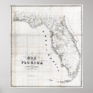 1837 Florida Karte Poster