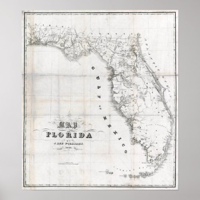 1837 Florida Karte Poster (Vorne)