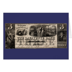 1837 Lafayette Bank Drei Dollar Note