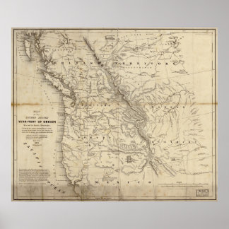 1838 Karte Oregon Territory Hudson Bay Fur Trade Poster