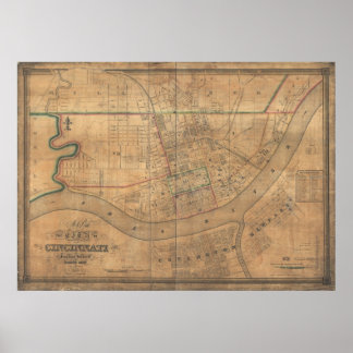 1838 Karte von Cincinnati, Ohio Poster